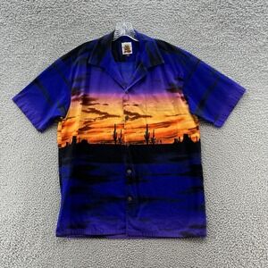 Max Boxxer Shirt Mens Large Blue Desert Sunset Bold Colorful Party Button Up